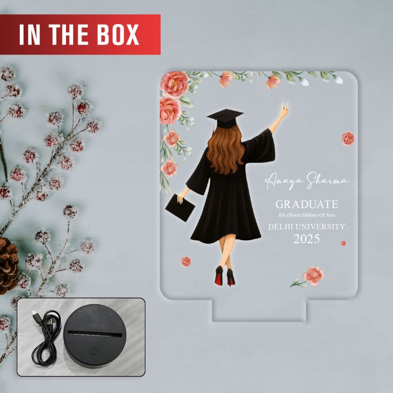 Personalized Graduate Night Lamp | Custom with Name & University Name Automatic Color Changing Light Congratulation Graduate Gift for Daughter Sister Son Brother Appreciation Gift